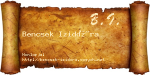 Bencsek Izidóra névjegykártya